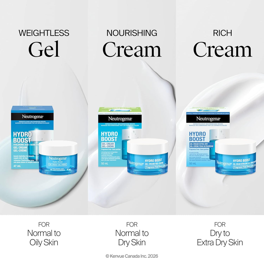 Hydro Boost Gel Cream Face Moisturizer - Oil-Free Facial Cream with Hyaluronic Acid for Dry Skin - Lightweight, Non-Comedogenic Daily Hydrating Formula, 47Ml