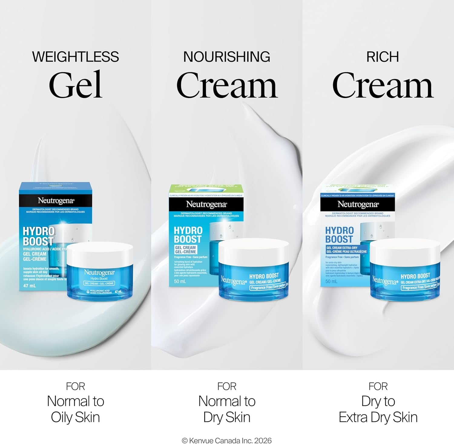 Hydro Boost Gel Cream Face Moisturizer - Oil-Free Facial Cream with Hyaluronic Acid for Dry Skin - Lightweight, Non-Comedogenic Daily Hydrating Formula, 47Ml
