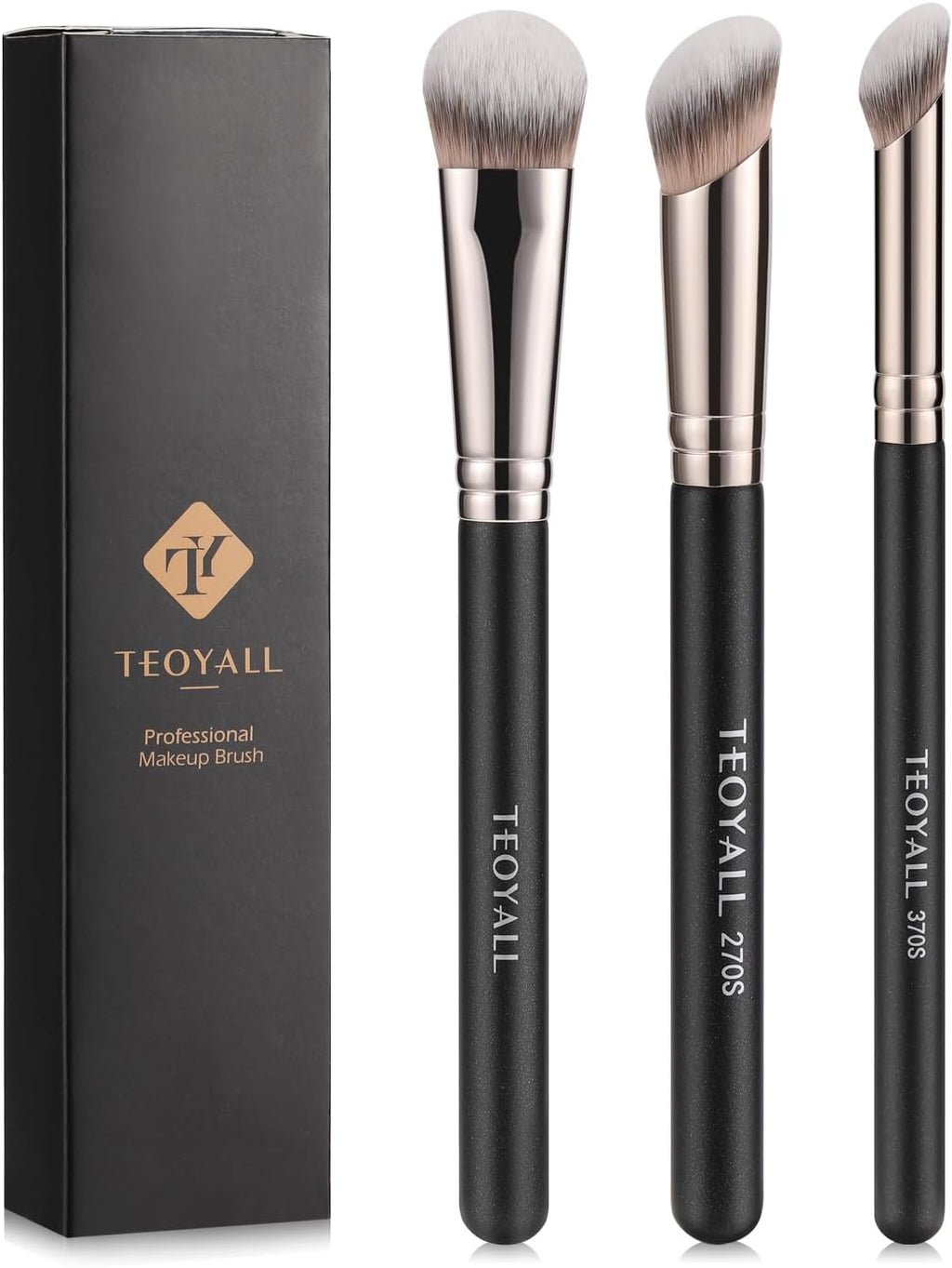 Contour Conceal Brush Set, 3PCS Angled Synthetic under Eye Concealer Brush for Blending Setting Buffing with Liquid, Cream and Powder Cosmetic